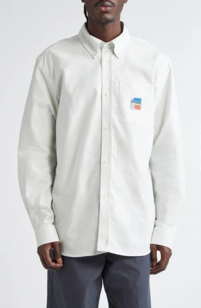 Palmes Deuce Organic Cotton Button-down Oxford Shirt In Light Blue Stripe