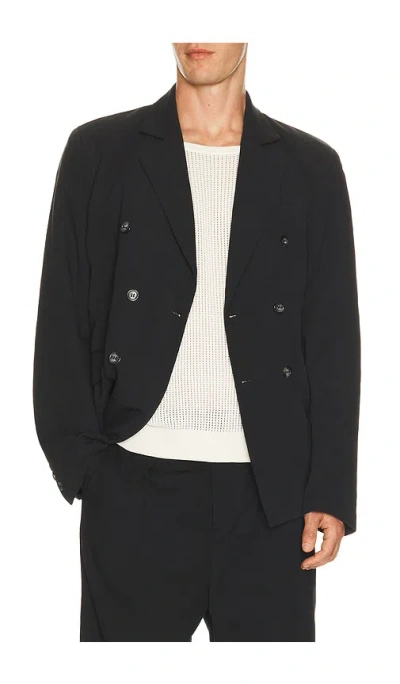 Palmes Double Breasted Wool Blazer In Black