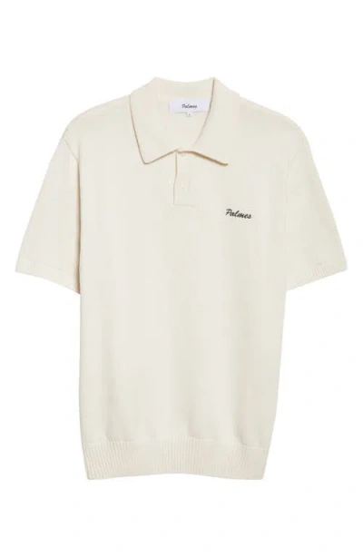 Palmes Embroidered Logo Organic Cotton Polo In White