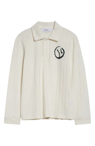 Palmes Embroidered Pointelle Polo Sweater In Off White