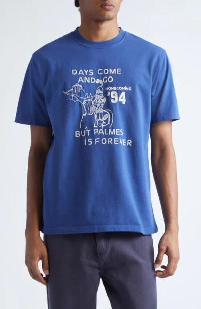 Palmes Forever Embroidered T-shirt In Blue