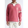 Palmes Forever Open Long Sleeve Rugby Polo In Pink