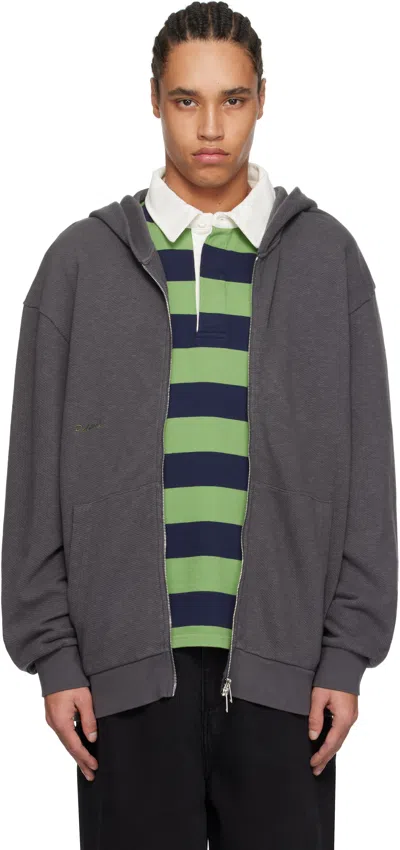 PALMES GRAY WAFFLE ZIP HOODIE