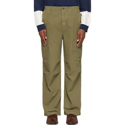 Palmes Green Herringbone Cargo Pants In Olive