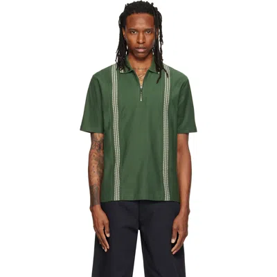Palmes Green Panel S/s Zip Polo