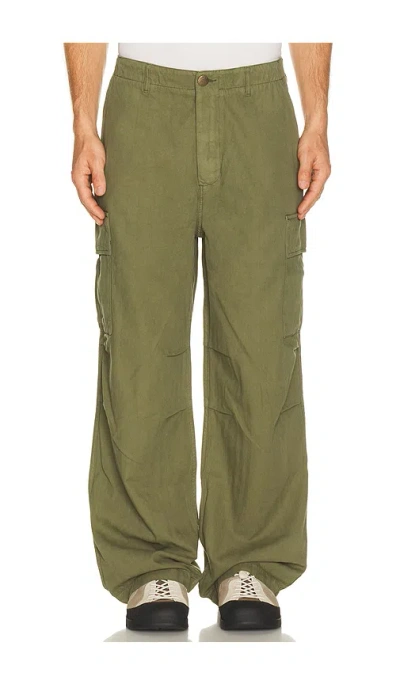 Palmes Herringbone Cargo Trousers In Green