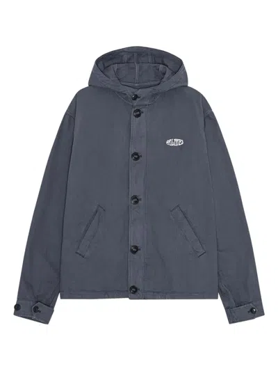 Palmes Herringbone Hooded Jacket In Blue