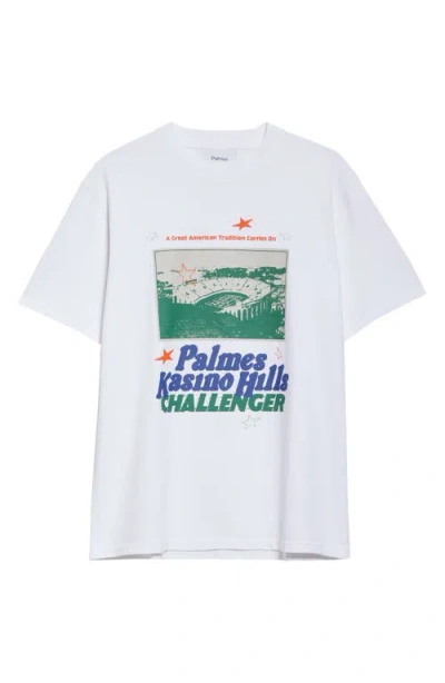 Palmes Kasino Hills Challenger Cotton Graphic T-shirt In White