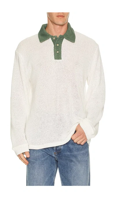 Palmes Knitted Rugby Shirt In White