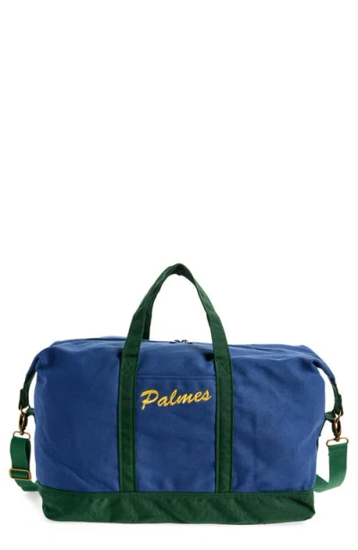 Palmes Logo Canvas Duffle Bag In Navy