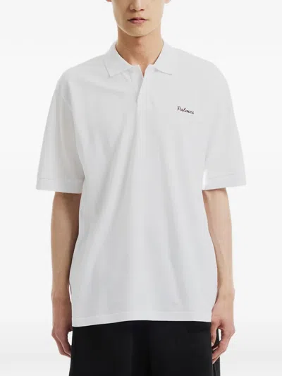 Palmes Logo-embroidered Piqué Polo Shirt In White