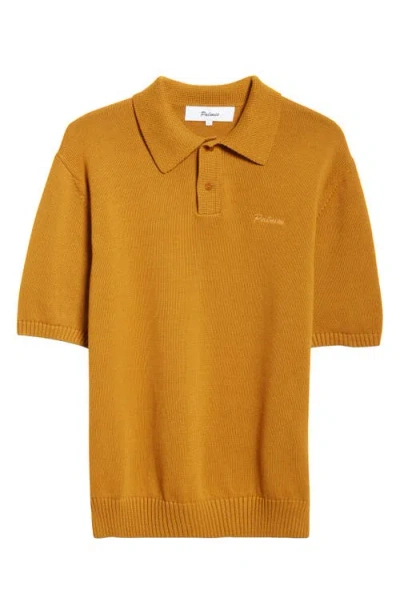 Palmes Marco Embroidered Logo Organic Cotton Polo Sweater In Mahogany