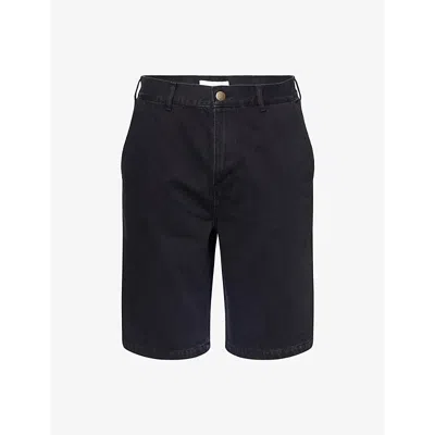 Palmes Mens Twill Patch-pockets Straight-leg Relaxed-fit Shorts Black