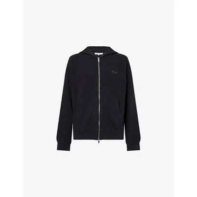 Palmes Mens Black Waffle-knit Zip-up Cotton Hoody