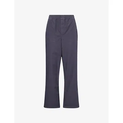 Palmes Mens Charcoal Lucien Wide-leg Cotton Trousers In Blue