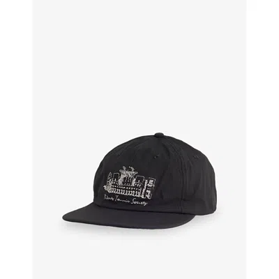 Palmes Mens Charcoal Public Embroidered Shell Cap In Black