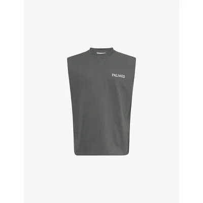 Palmes Mens Rhythm Sleeveless Cotton-jersey Top Charcoal In Gray