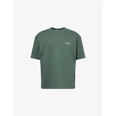 Palmes Mens Dark Green Logo Crewneck Cotton-jersey T-shirt Xl