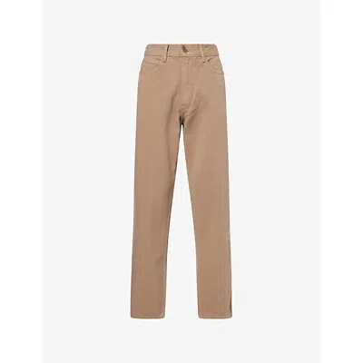 Palmes Mens Fossil Coarse Straight-leg Denim Trousers In Burgundy