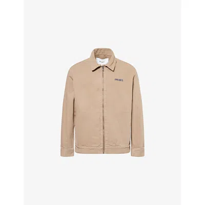 Palmes Mens Fossil Forever Embroidered-logo Denim Jacket In Pink