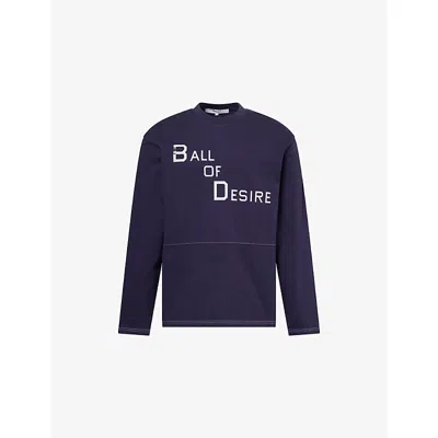 Palmes Mens Desire Long-sleeve Cotton T-shirt Navy