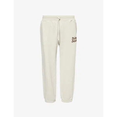 Palmes Mens  Society Brand-embroidered Tapered-leg Regular-fit Cotton-jersey Jogging Bottoms In Oatmeal Melange