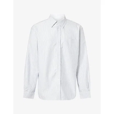 Palmes Mens  Deuce Striped Cotton Oxford Shirt In White