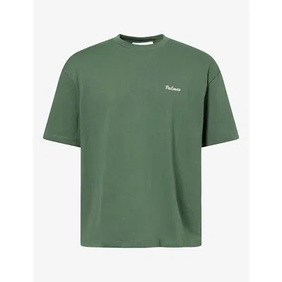 Palmes Mens  Logo-print Relaxed-fit Cotton T-shirt In Green