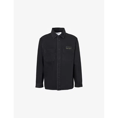 Palmes Mens Patch-pocket Brand-patch Relaxed-fit Denim Overshirt Black Denim