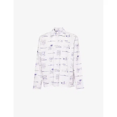 Palmes Mens Off White Sunshine Printed Cotton And Linen Shirt