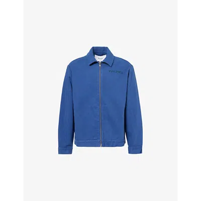 Palmes Mens Tower Brand-embroidery Relaxed-fit Denim Jacket Blue
