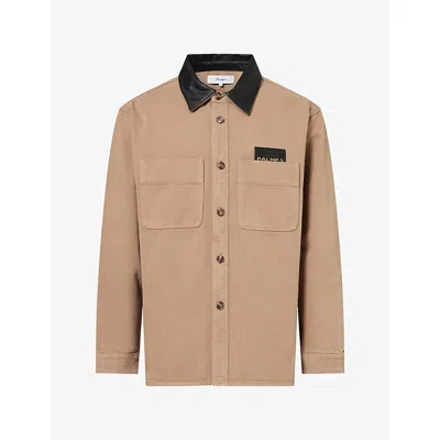 Palmes Mens Patch-pocket Logo Cotton Jacket Fossil In Neutral