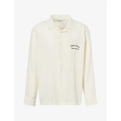 Palmes Mens Western Camp-collar Cotton Shirt Off White