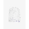 Palmes Tennis Print Cotton Poplin Button-up Shirt In White