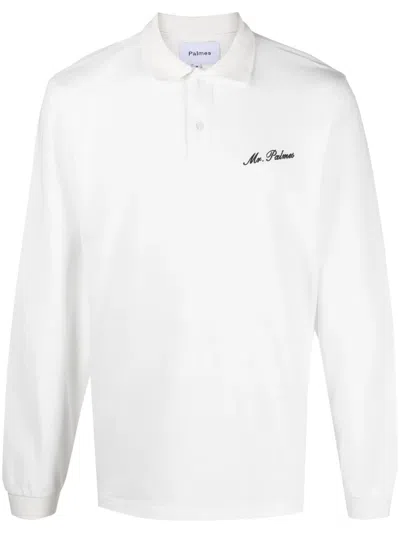 Palmes Logo Organic Cotton Polo Shirt In White