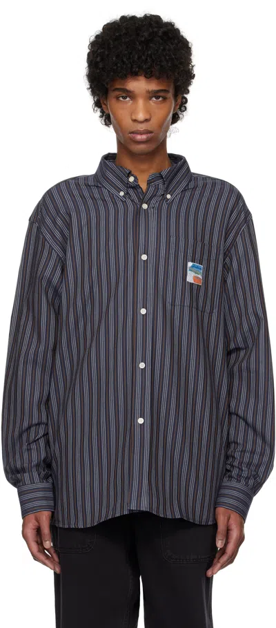 Palmes Navy Deuce Oxford Shirt In Dark Blue