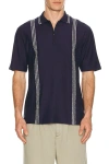 Palmes Panel Zip Polo In Blue