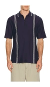 Palmes Panel Zip Polo In Blue