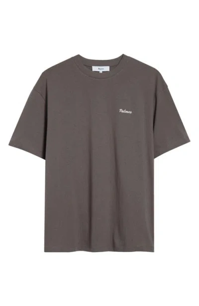 Palmes Pigment Dyed Logo Graphic T-shirt In Brown