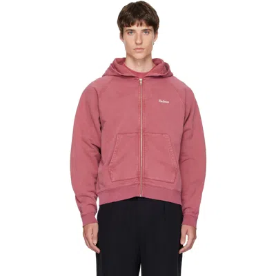 Palmes Pink Logo Zip Hoodie In Red