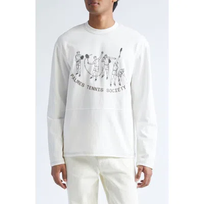 Palmes Practice Tennis Long Sleeve Graphic T-shirt In White