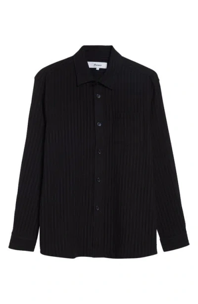 Palmes Relaxed Stretch Cotton Button-up Shirt In Black
