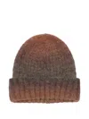 Palmes Ribbed Beanie Hat In Brown