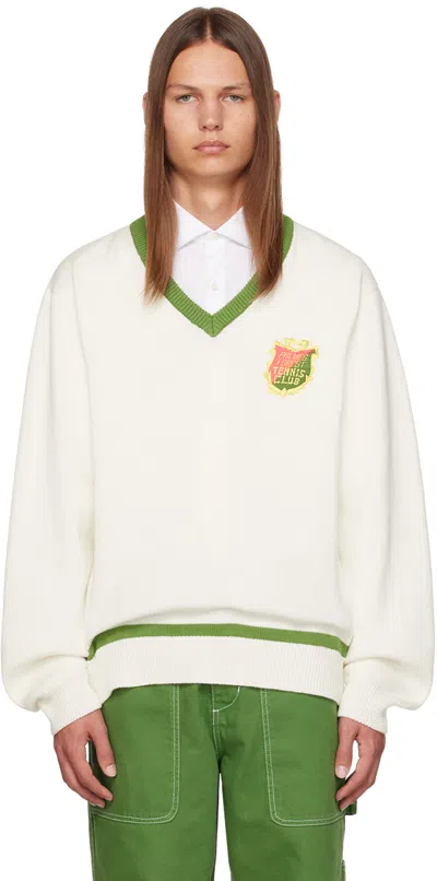 Palmes Ssense Exclusive Off-white Ptfc Sweater In Off-white W. Green