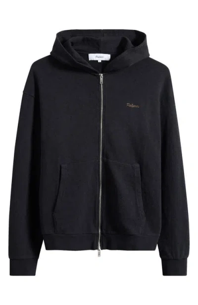 Palmes Waffle Stitch Full Zip Hoodie In Black