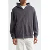 Palmes Waffle Stitch Zip Hoodie In Charcoal