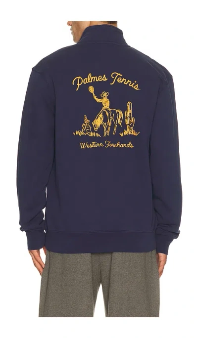 Palmes Western Quarter-zip Sweatshirt In Blue