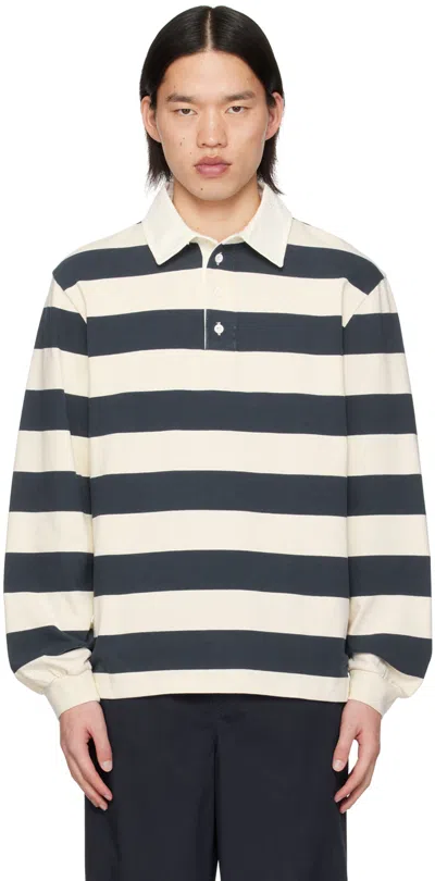 Palmes White & Navy Colt Rugby Polo In Navy-white