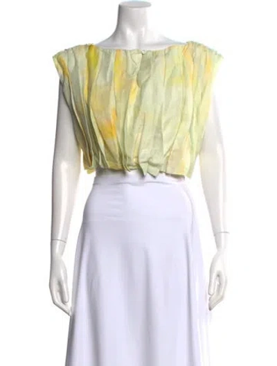 Pre-owned Palmier Linen Tie-dye Print Top In Yellow