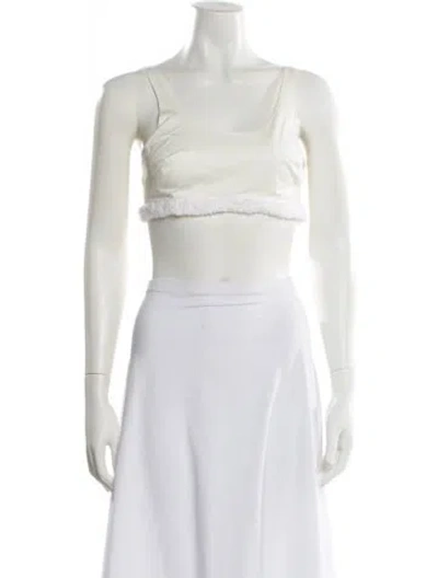 Pre-owned Palmier Square Neckline Sleeveless Crop Top W/ Tags In White
